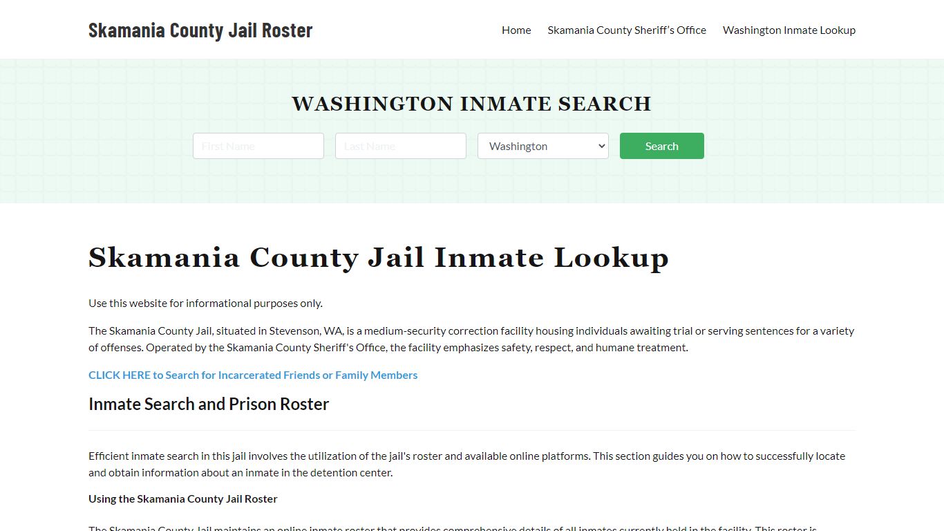 Skamania County Jail Roster Lookup, WA, Inmate Search